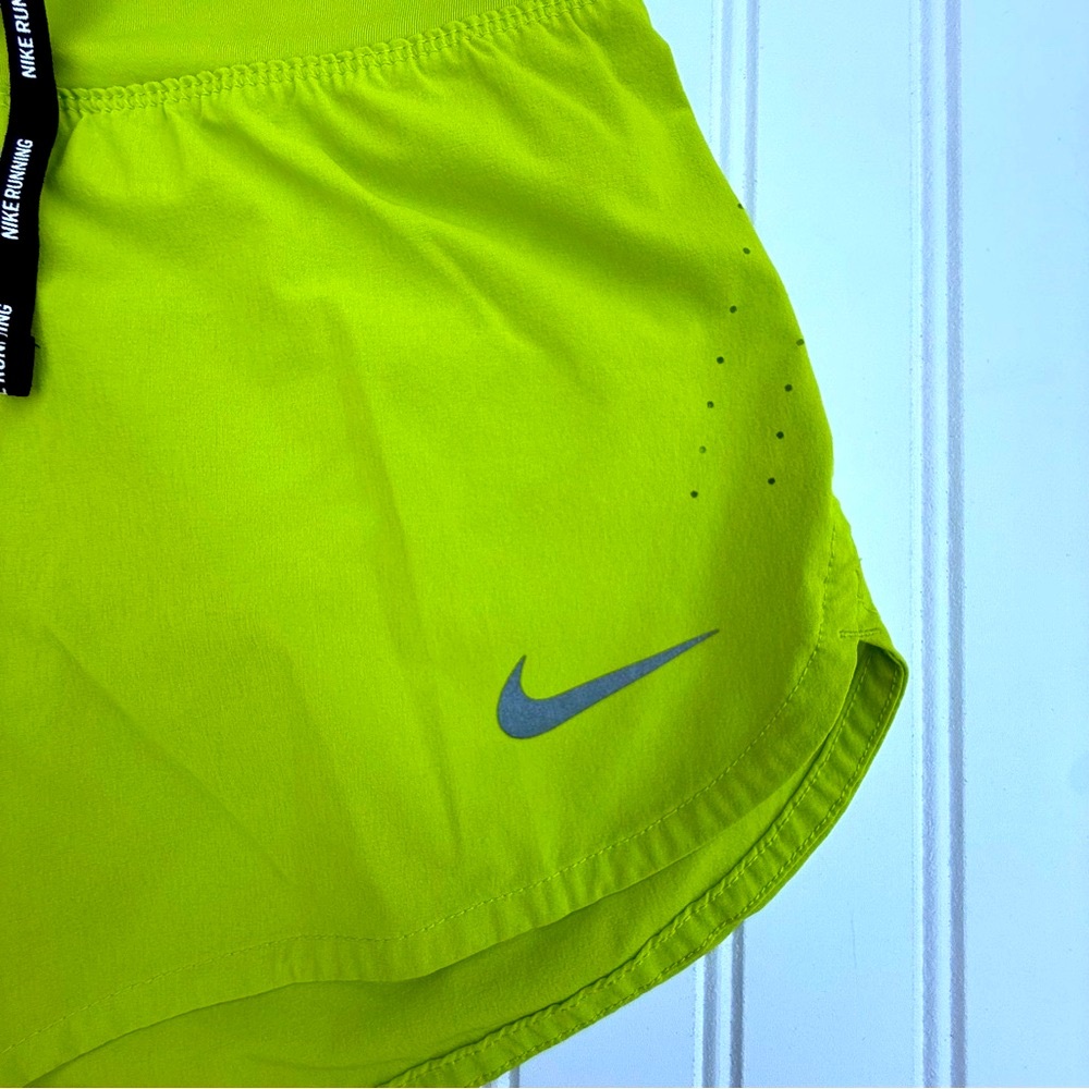 Nike Women's Neon Green Athletic Running Shorts - Picture 4 of 6